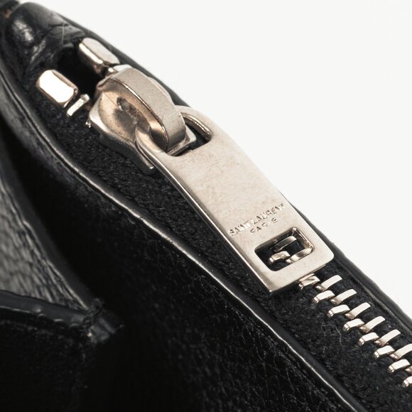 Saint Laurent Black Pebbled-Leather Flat Snap-Closure Clutch - Picture 11 of 14